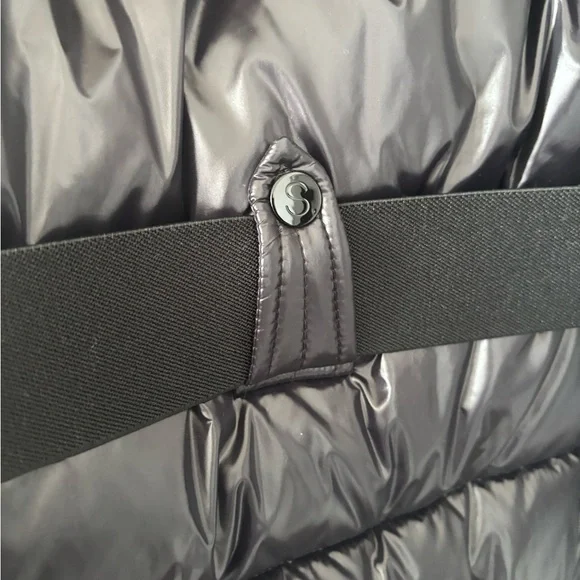 S13 Black Puffer Jacket with Faux Fur Hood - Picture 3 of 7